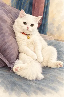 Painting: Rio sitting up like a person