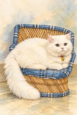 Painting of Rio on the same cane stool