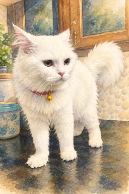 Painting: Rio standing, tail up
