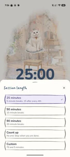 Screenshot: Session length
